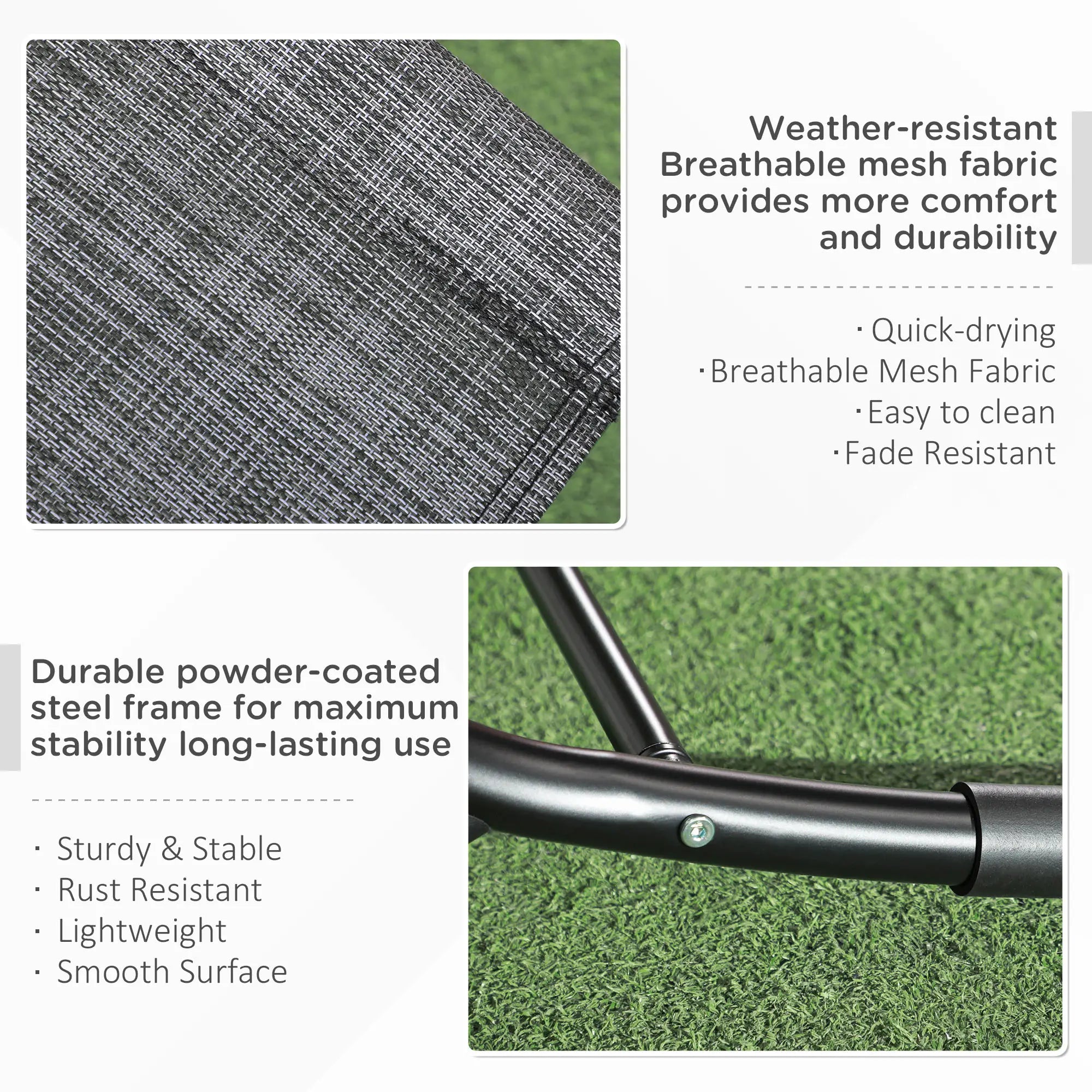 Outdoor Rocking Chair, Zero Gravity Rocker with Mesh Seat, Padded Pillow, Grey Outdoor Rocking Chairs at Gallery Canada