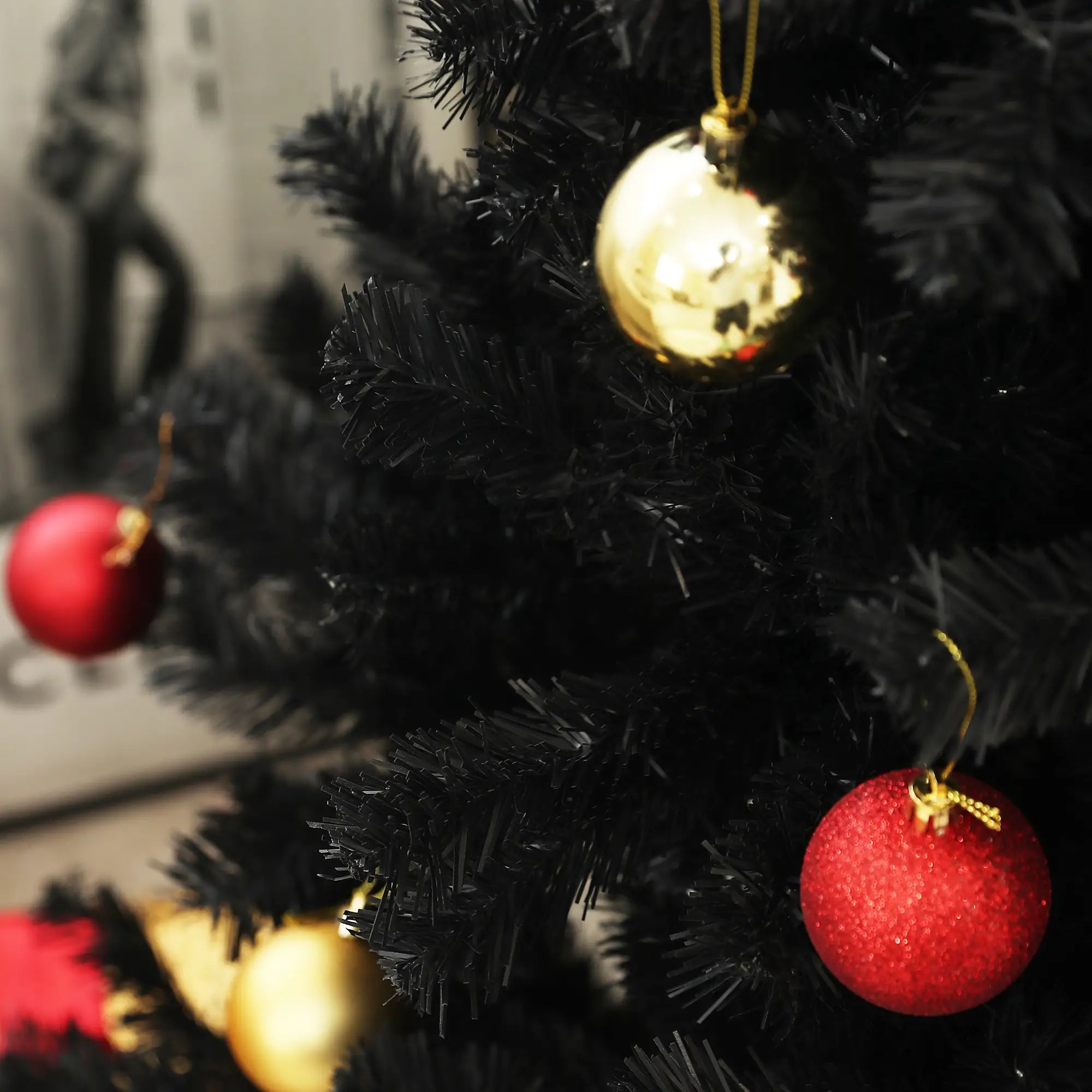 6ft Artificial Christmas Tree, Auto Open, Steel Base, Black Artificial Christmas Trees at Gallery Canada