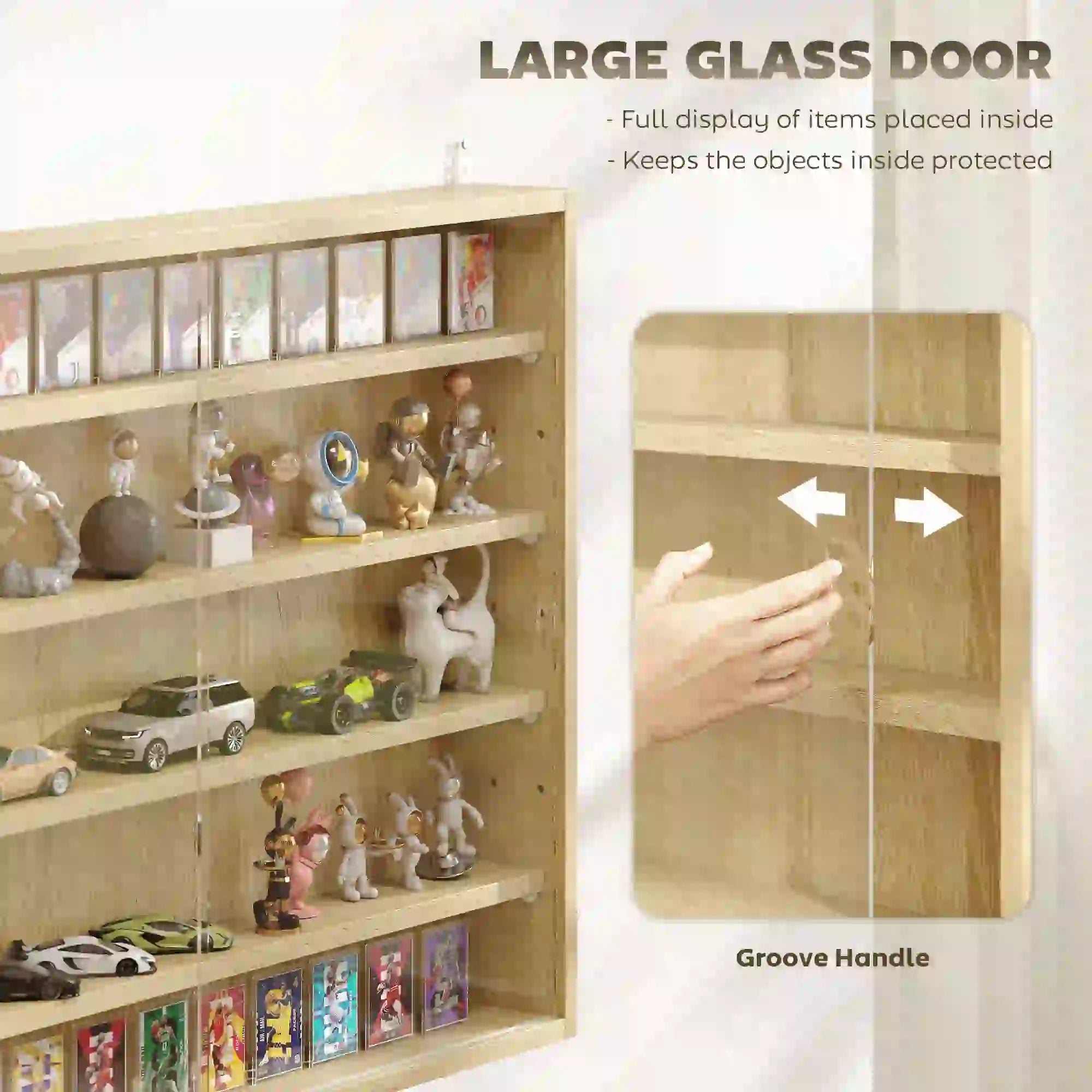 5-Tier Display Cabinet, 2 Glass Doors, 4 Adjustable Shelves, Oak Display Bookshelves at Gallery Canada