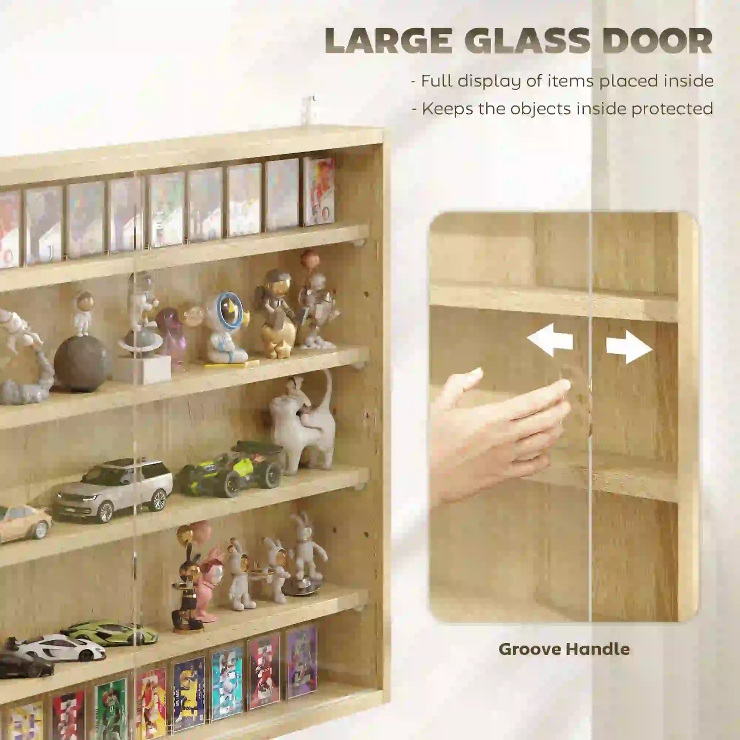 5-Tier Display Cabinet, 2 Glass Doors, 4 Adjustable Shelves, Oak Display Bookshelves at Gallery Canada