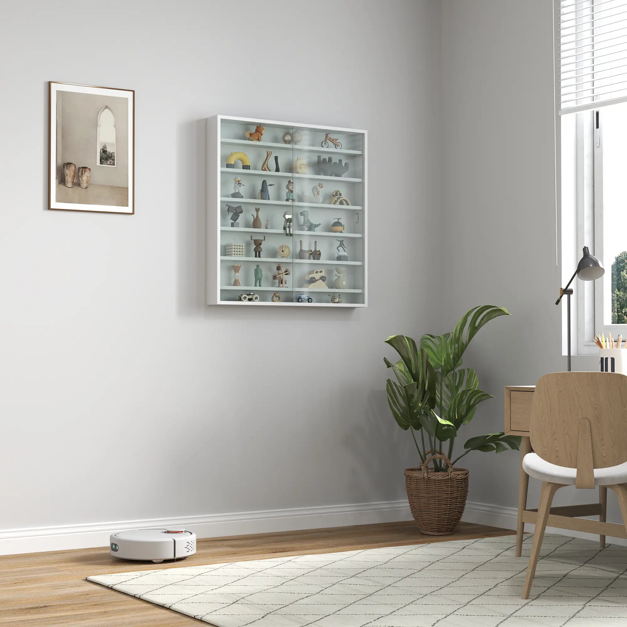 7-Tier Glass Curio Cabinet, 2 Glass Doors, 6 Adjustable Shelves, White Display Bookshelves at Gallery Canada