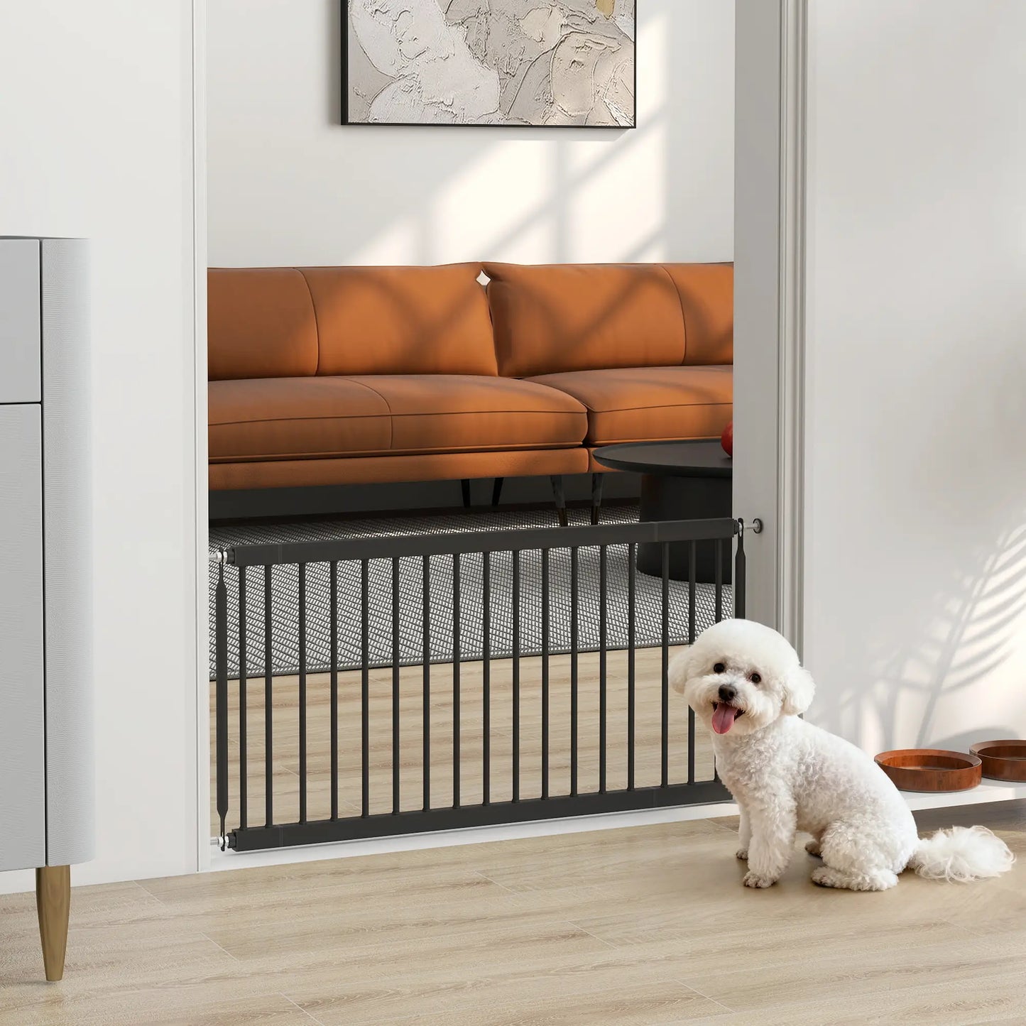 26"-37" Dog Gate, 18" Tall, 2 Extension, Pressure Mount, Black Pet Gates at Gallery Canada