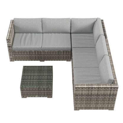 4 Piece Rattan Wicker Outdoor Conversation Set, Grey Patio Furniture Sets Mixed Grey at Gallery Canada