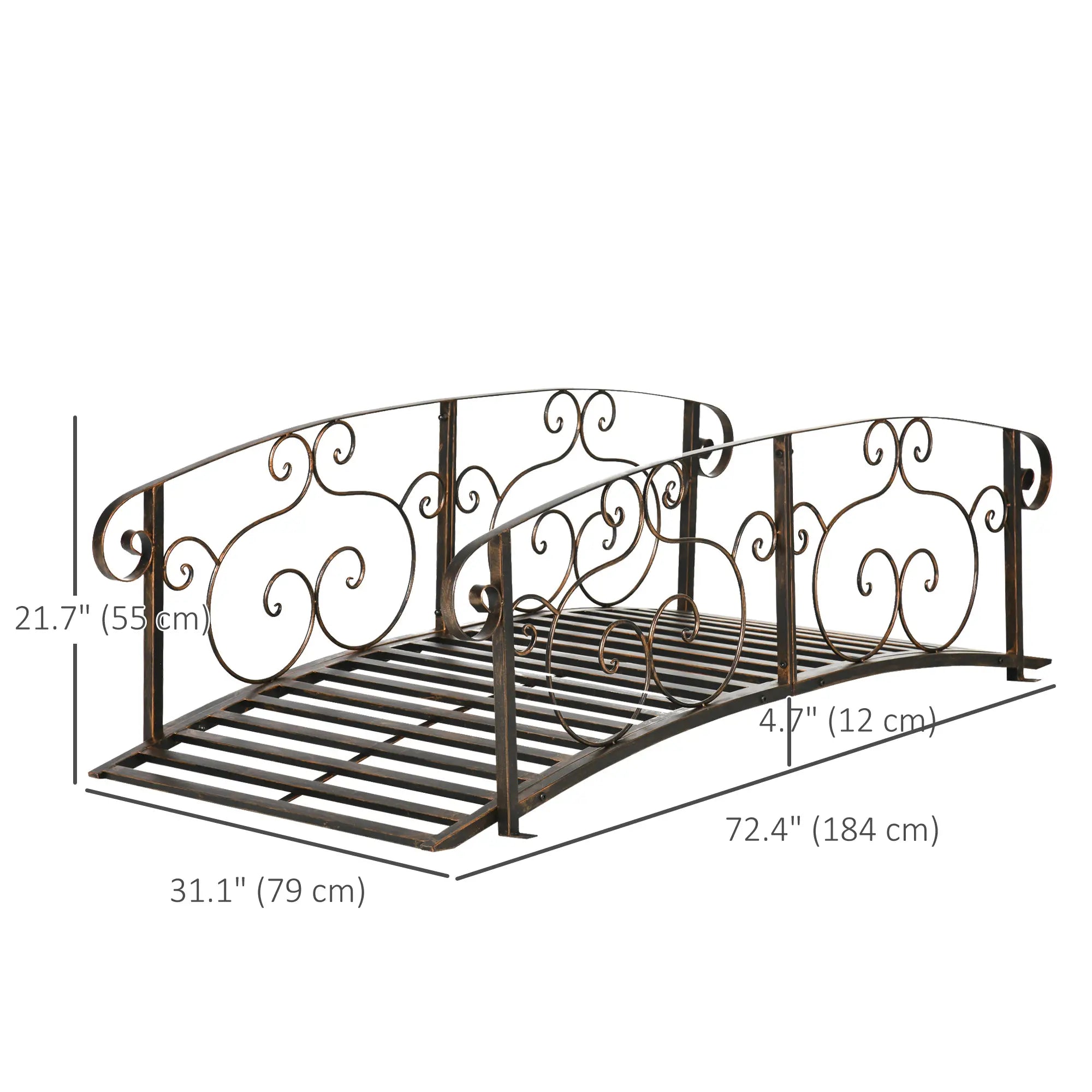 6FT Steel Garden Bridge, Decorative Arc Landscaping Bridge, Brown Garden Bridges at Gallery Canada