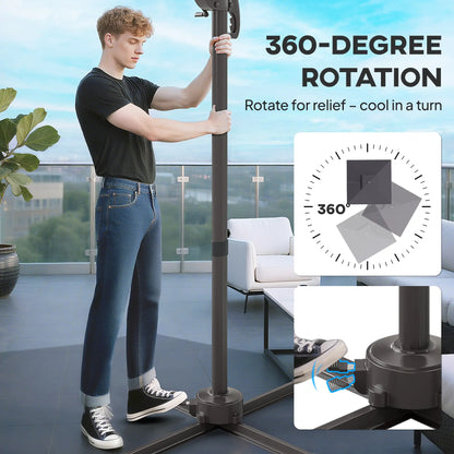 8' Cantilever Patio Umbrella, LED Lights, 360°Rotation, Dark Grey Offset Cantilever Umbrellas at Gallery Canada