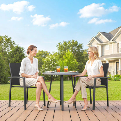 Stackable Outdoor Garden Chairs, Set of 2, Black Patio Chairs at Gallery Canada