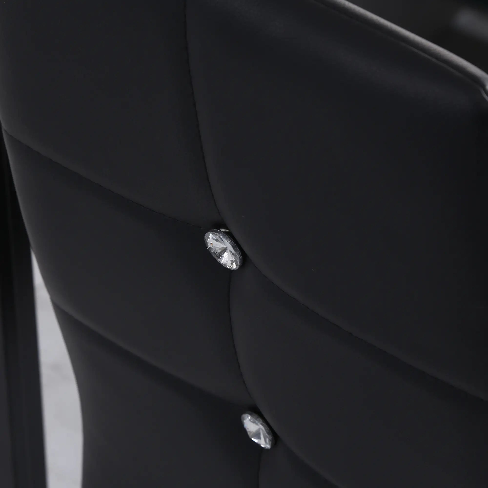 Set of 6 Button Tufted Side Chairs, Upholstered Seat, Steel Legs, Black Dining Chairs at Gallery Canada