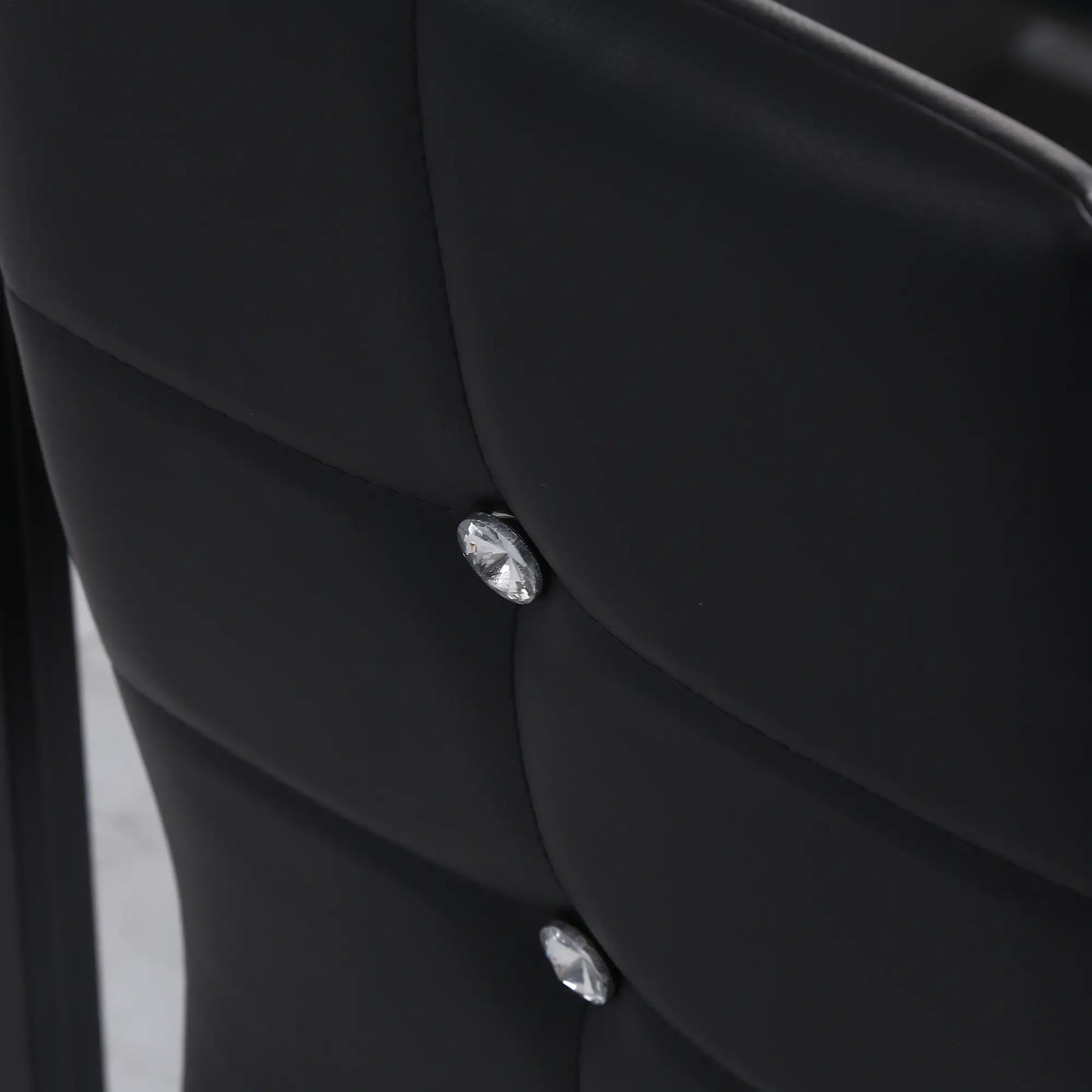 Set of 6 Button Tufted Side Chairs, Upholstered Seat, Steel Legs, Black Dining Chairs at Gallery Canada