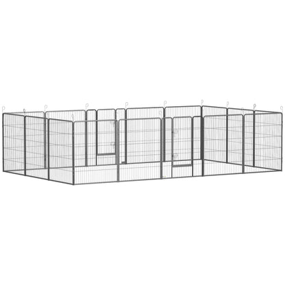 16 Panel 39" Heavy Duty Dog Playpen, Small Medium Large Dogs, Grey Houses, Kennels & Pens at Gallery Canada