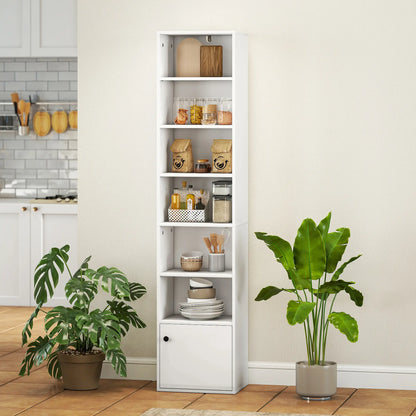 7-Tier Bookcase, Display Shelf with Cabinet, White Display Bookshelves at Gallery Canada
