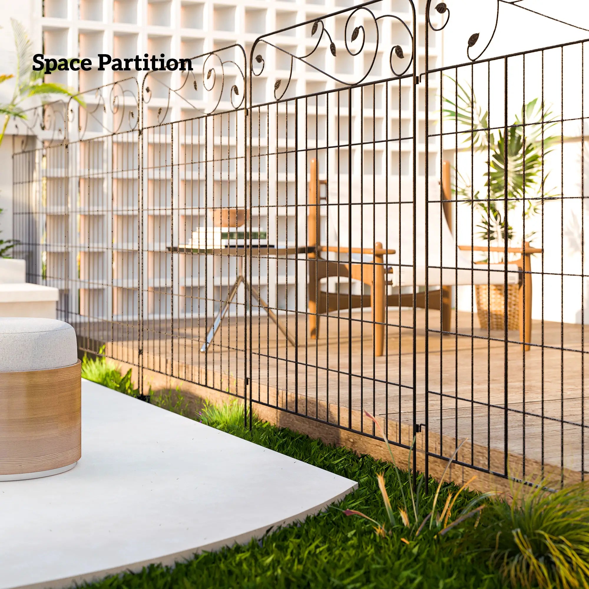 Outdoor Metal Garden Fence Panels, Animal Barrier, 4 Pack, Square Vines Garden Fences at Gallery Canada