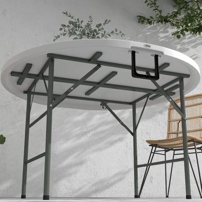 48" Folding Patio Table, Outdoor HDPE Picnic Table, White Patio Side Tables at Gallery Canada