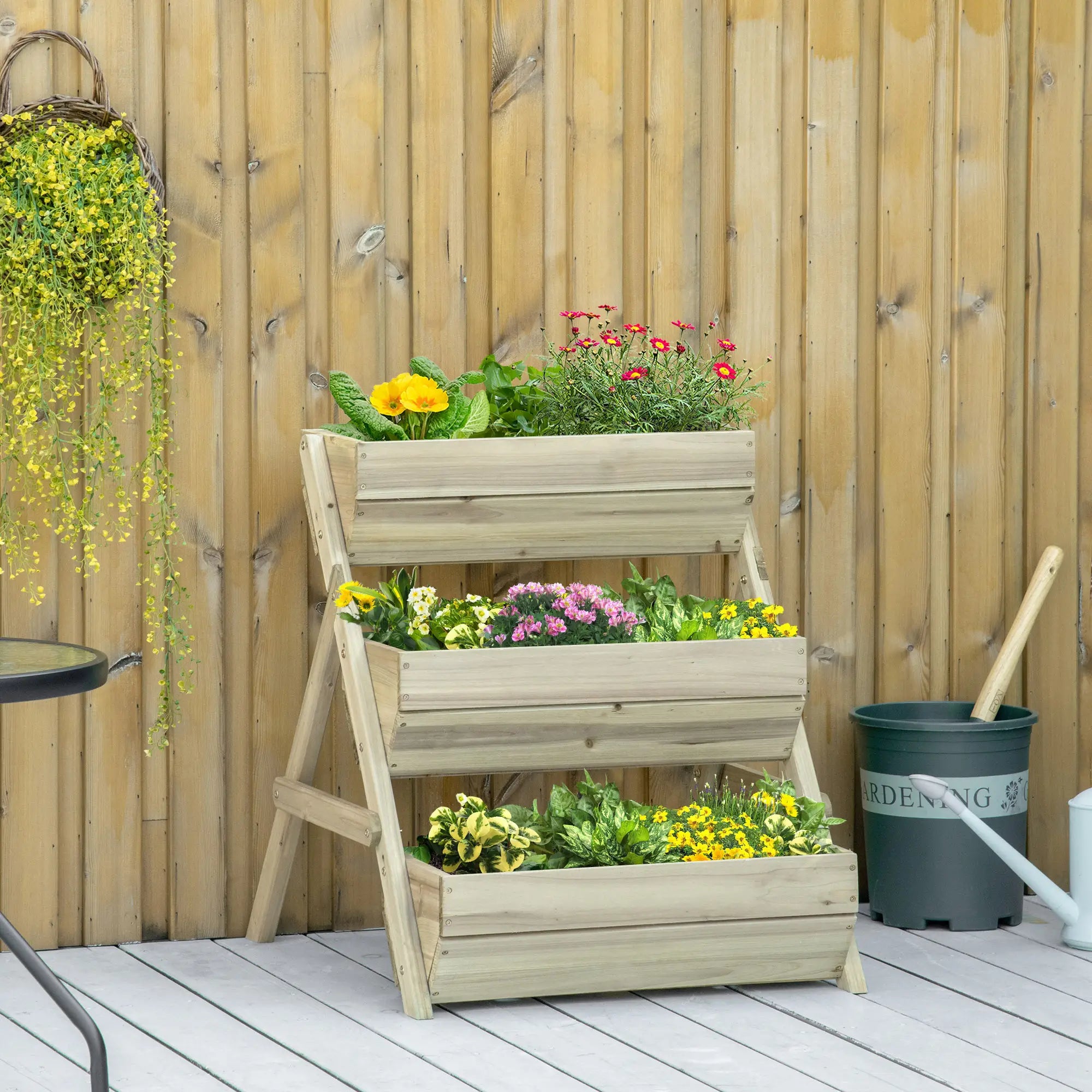 3 Tier Elevated Planter Box, Wooden Raised Garden Bed, 26