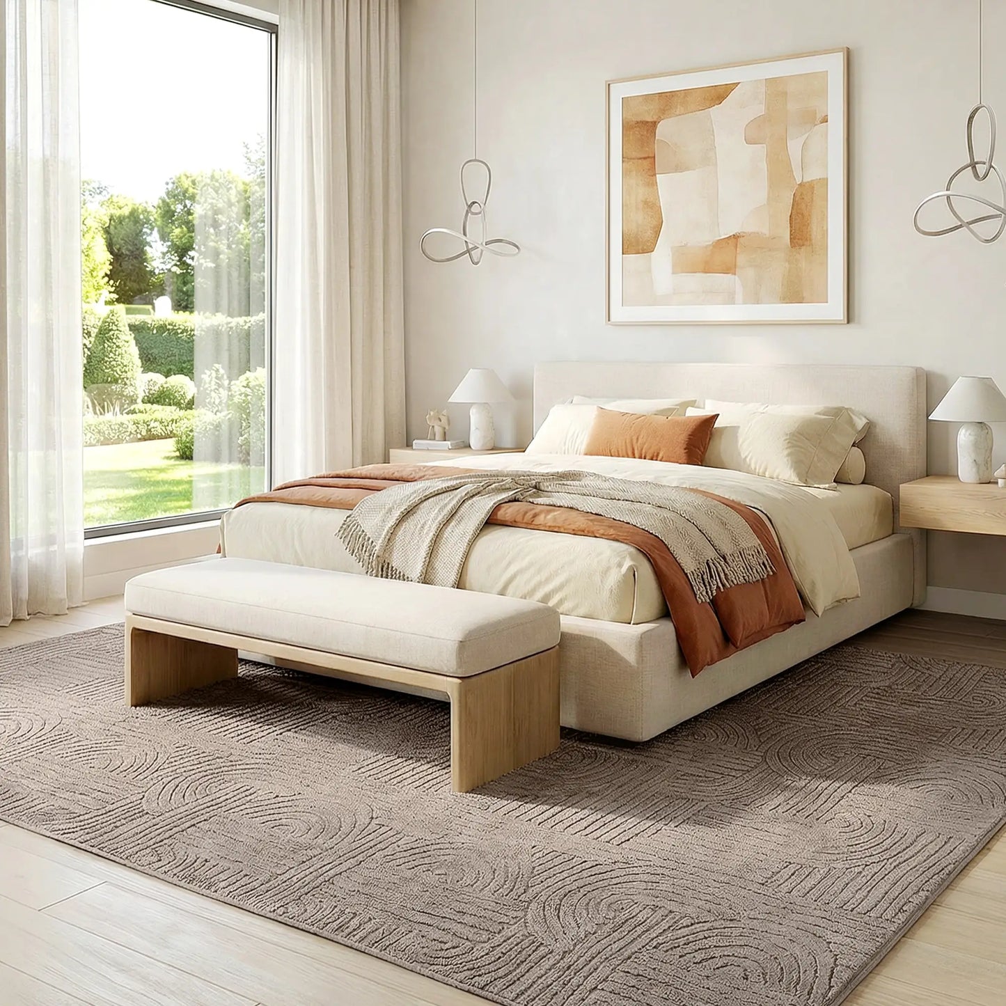 5x7 Faux Fur Rug, Non-Slip Carpet for Living Room, Bedroom, Tan Area Rugs at Gallery Canada