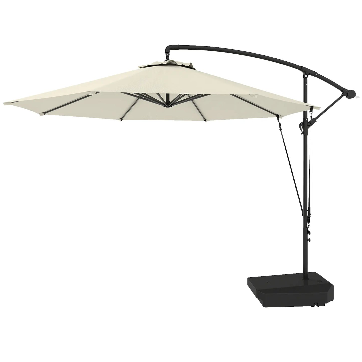 10FT Cantilever Umbrella With Fillable Base, Wind Strap, Cover, Cream White Offset Cantilever Umbrellas Cream at Gallery Canada