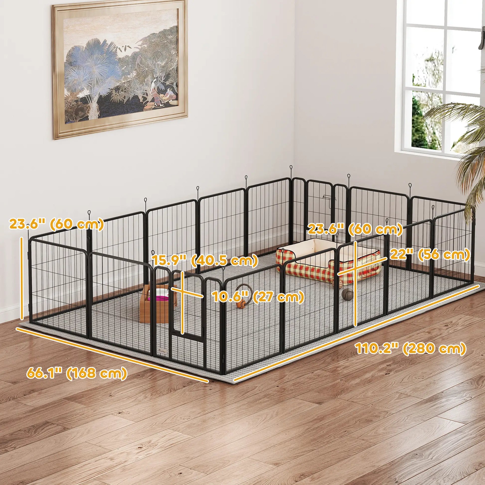 16 Panels Dog Playpen with Straps, Portable &; DIY, for Small Dogs, for Yard, RV, Camping, Garden, 24" Height Houses, Kennels & Pens at Gallery Canada