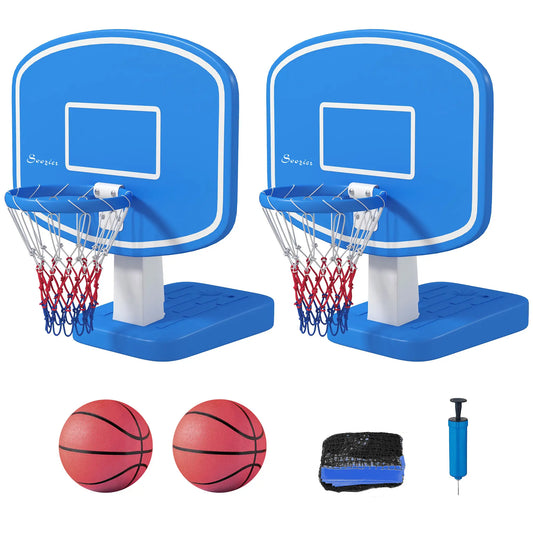 2-in-1 Pool Basketball Hoop and Volleyball Set, Portable with Fillable Base Basketball Blue, White at Gallery Canada