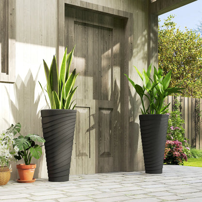 29" Tall Stackable Planters, Set of 2, Indoor Outdoor, Black Planter Set at Gallery Canada