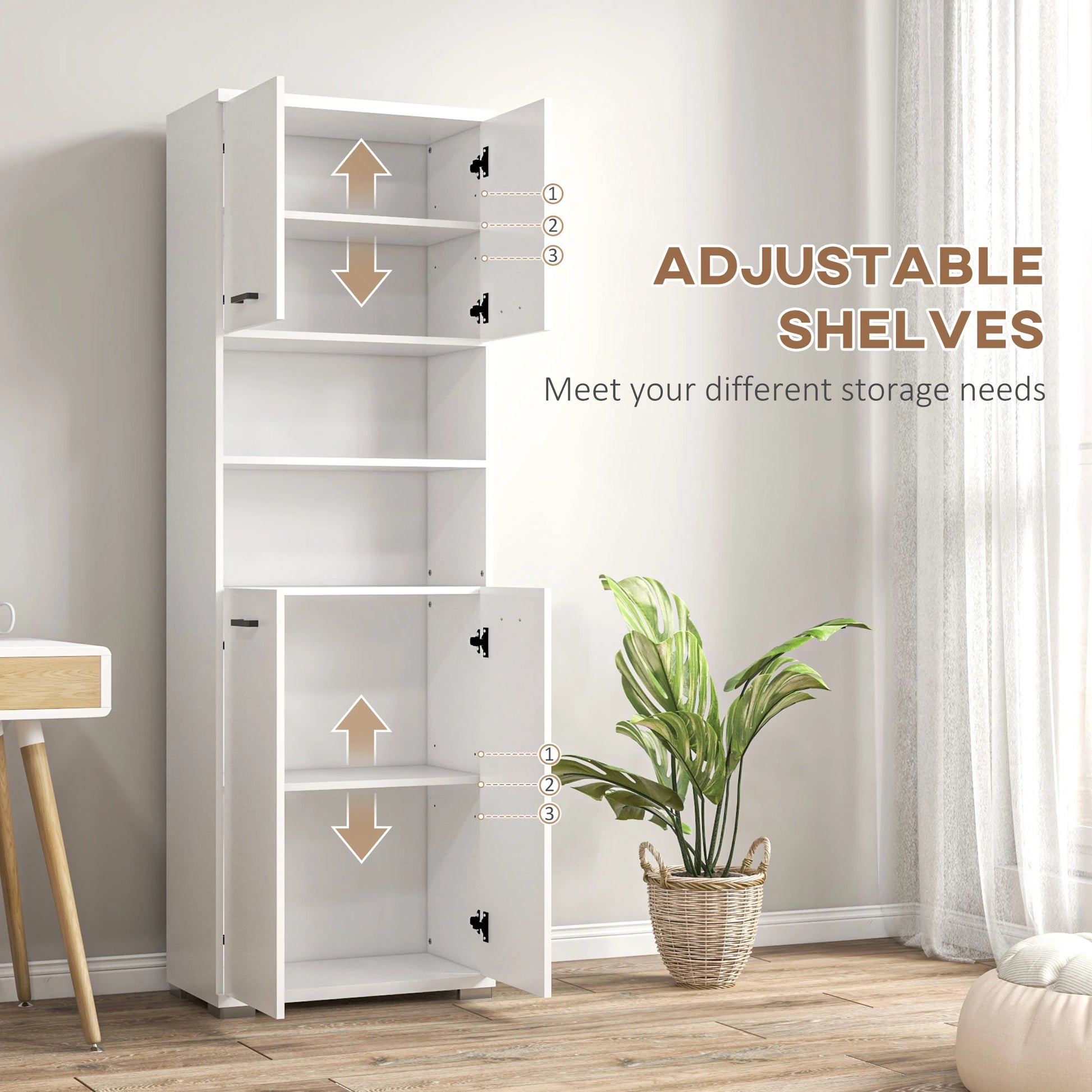 Freestanding Bathroom Cabinet, Open Shelves, 23.6"x13.2"x72", White Bathroom Cabinets at Gallery Canada