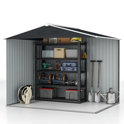 8' x 6' Outdoor Storage Shed, Metal Garden Tool House, Lockable Doors, Charcoal Grey Sheds at Gallery Canada