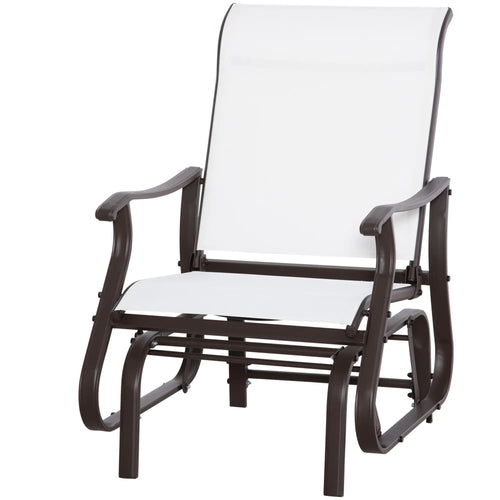 Outdoor Glider Chair, Steel Frame, Mesh Fabric, Cream White