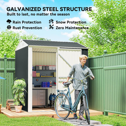 7' x 6' Tall Outdoor Storage Shed, Waterproof Metal Garden Shed, Dark Grey Sheds at Gallery Canada