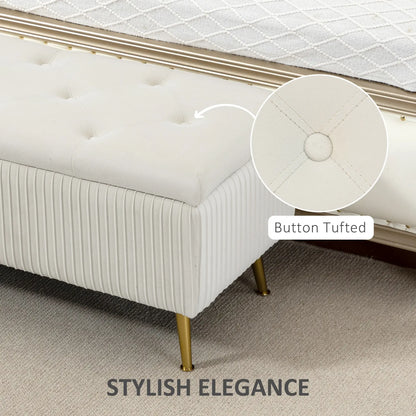 43 Inch Storage Ottoman Bench, Steel Legs, Padded Seat, Beige Storage Ottomans & Benches at Gallery Canada