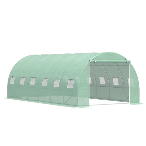 19.7' x 9.8' x 6.6' Walk-In Greenhouse, Plant Growing Tent, Green