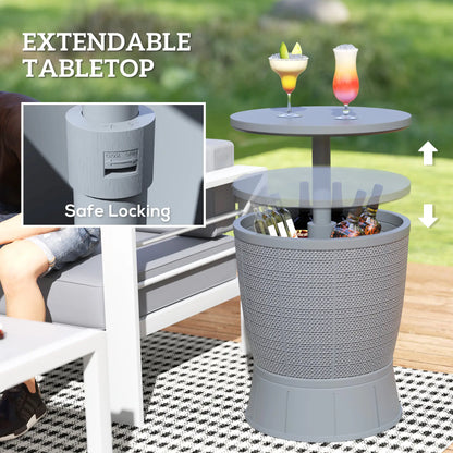11 Gallon Patio Cooler Side Table, Adjustable Height, Drainage Plug, Grey Patio Side Tables at Gallery Canada