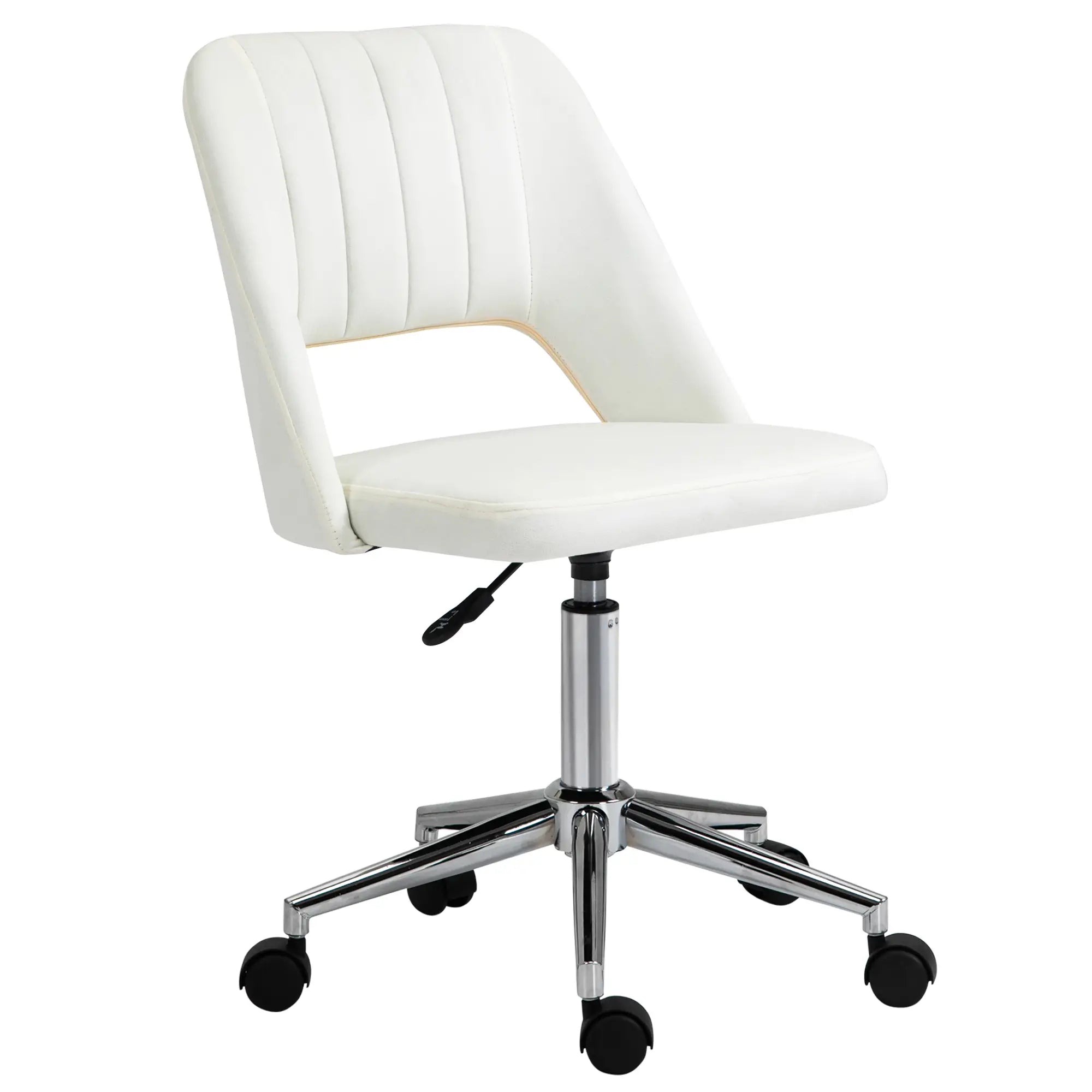 Mid Back Office Chair, Velvet Fabric, Swivel, Cream White Office Chairs Cream at Gallery Canada