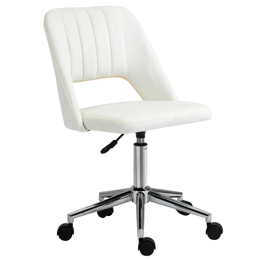 Mid Back Office Chair, Velvet Fabric, Swivel, Cream White Office Chairs Cream at Gallery Canada