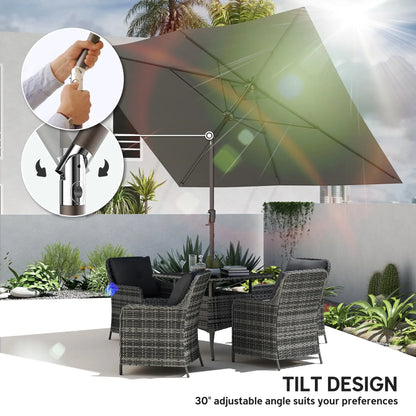 6.5x10ft Rectangle Patio Umbrella, Dark Grey Sun Umbrellas at Gallery Canada