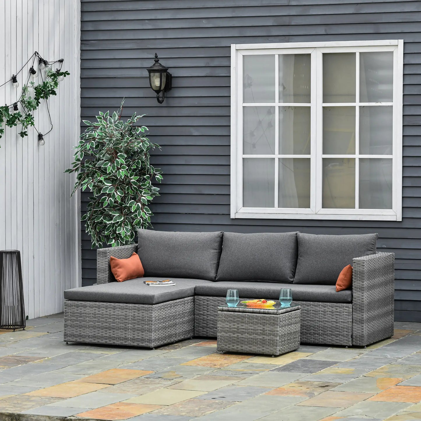 3-Piece Patio Furniture Set, Sectional Sofa, Wicker Chair, Grey Patio Furniture Sets at Gallery Canada