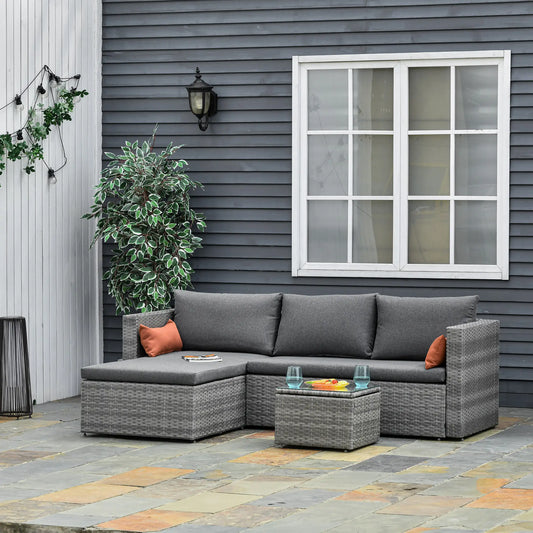 3-Piece Patio Furniture Set, Sectional Sofa, Wicker Chair, Grey Patio Furniture Sets Grey at Gallery Canada