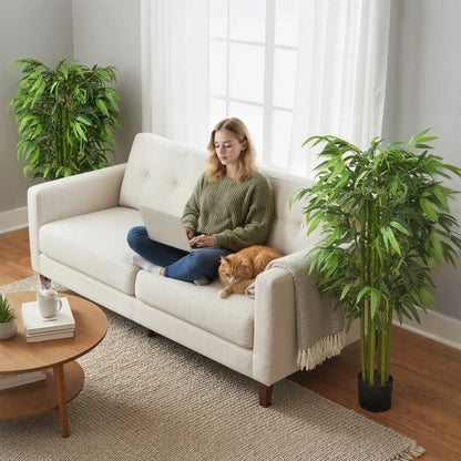 4.6FT Artificial Bamboo Tree Set, Decorative Faux Plant In Nursery Pot