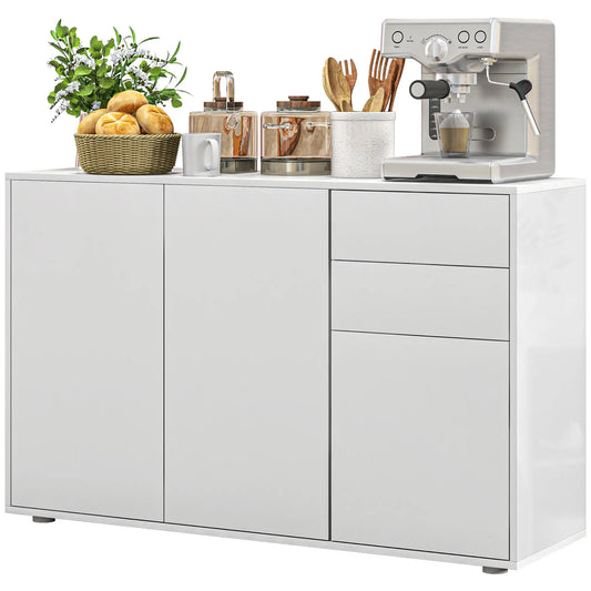Modern Kitchen Sideboard, Coffee Bar with 2 Drawers, White Kitchen Pantry Cabinets White at Gallery Canada