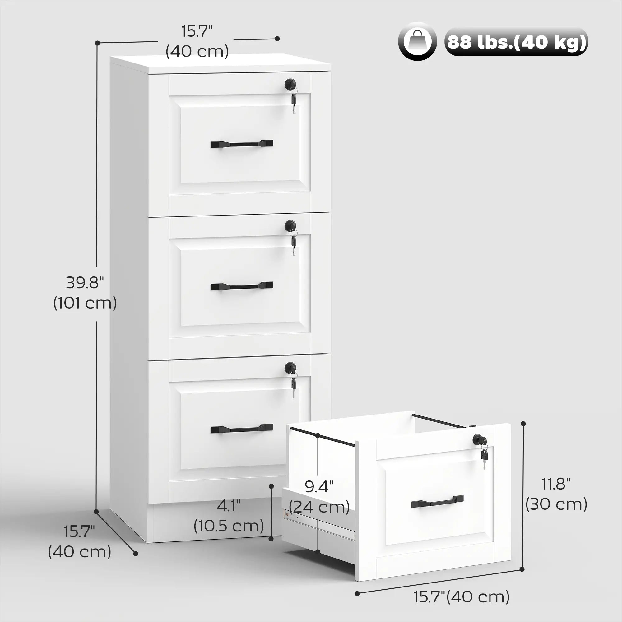 3 Drawer File Cabinet With Lock, Vertical Filing Cabinet, White Office Cabinets & Cupboards at Gallery Canada