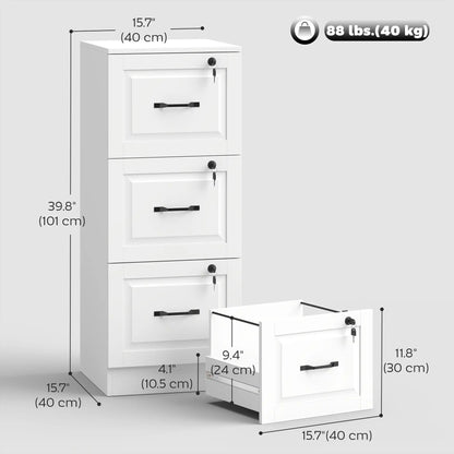 3 Drawer File Cabinet With Lock, Vertical Filing Cabinet, White Office Cabinets & Cupboards at Gallery Canada