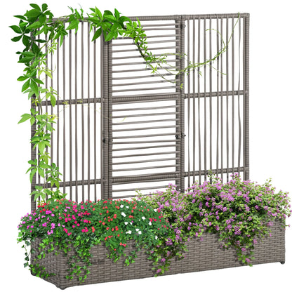 Raised Garden Bed with Lattice Trellis, Rattan Planter with Storage, Grey Raised Garden Beds at Gallery Canada