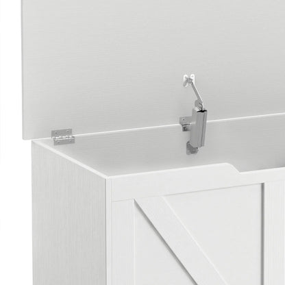 31.5 Inches Storage Chest with Safety Hinge, Wood Grain, White Storage Ottomans & Benches at Gallery Canada