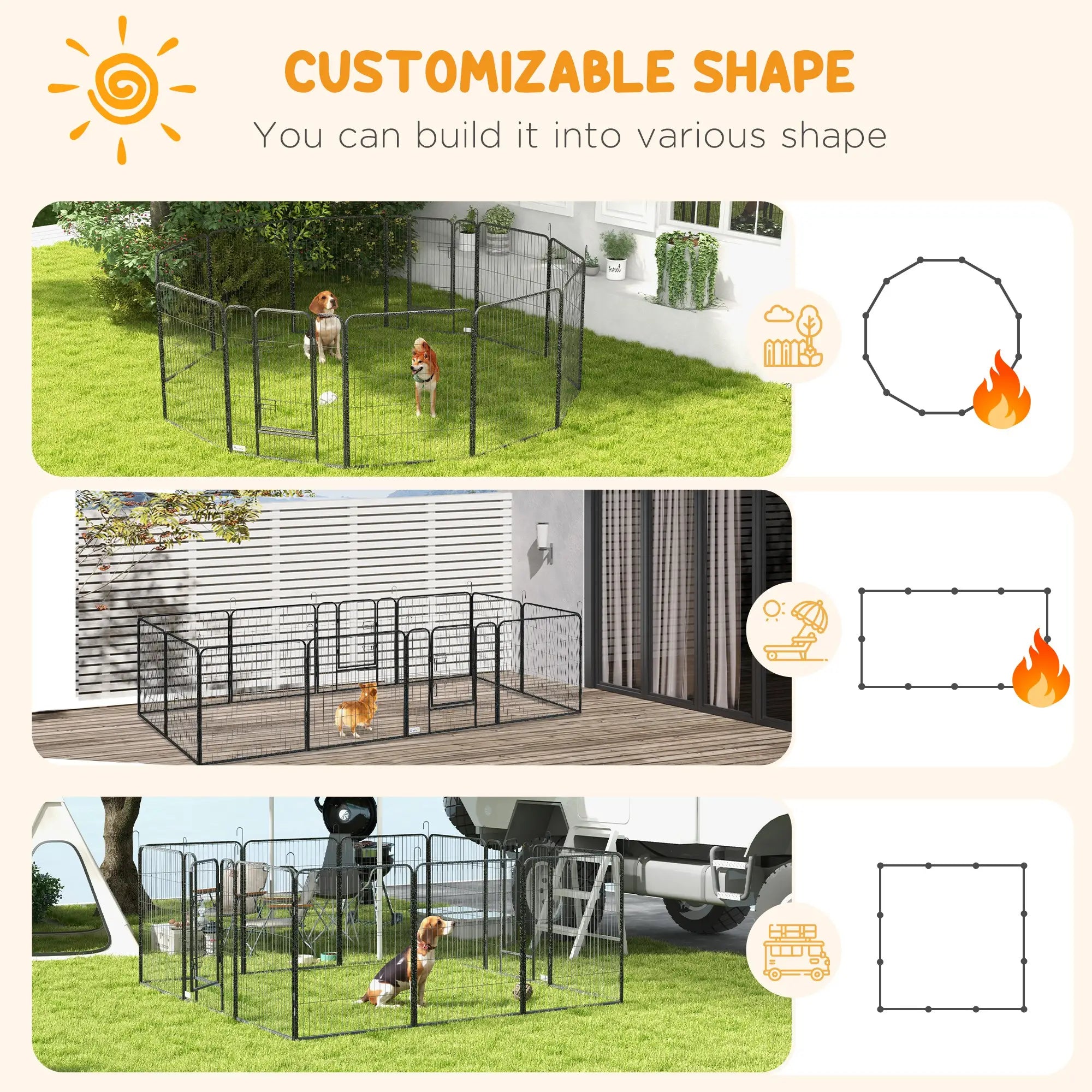 Dog Pen With Gate, 12 Panels Puppy Playpen, 39