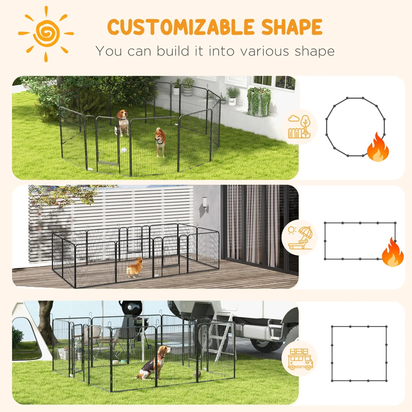 Dog Pen With Gate, 12 Panels Puppy Playpen, 39"H Houses, Kennels & Pens at Gallery Canada