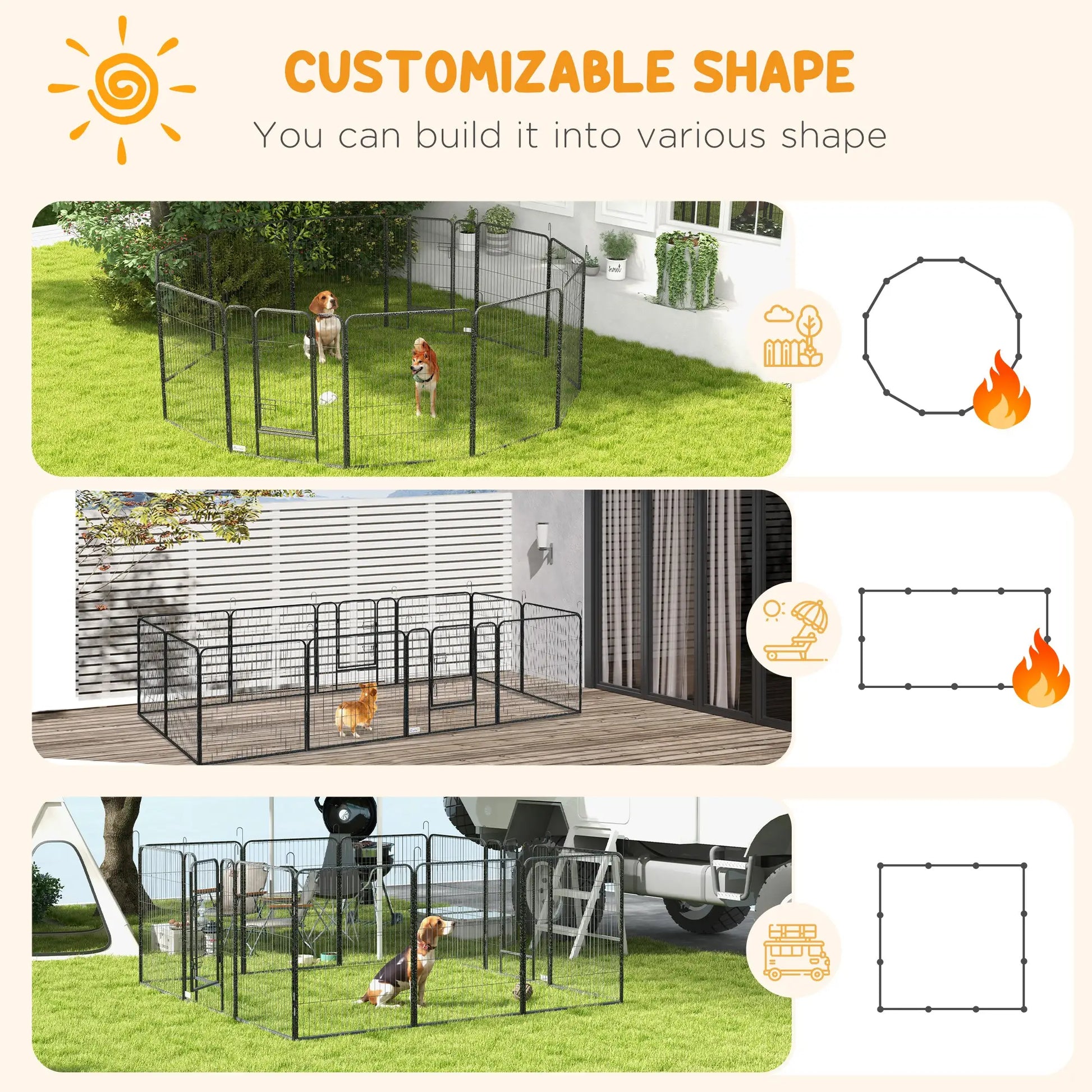 Dog Pen With Gate, 12 Panels Puppy Playpen, 39"H Houses, Kennels & Pens at Gallery Canada