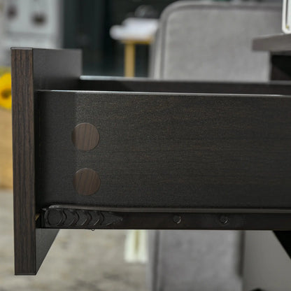 Modern Night Stand, 3 Drawers, Metal Rail, Dark Brown Bedside Tables at Gallery Canada