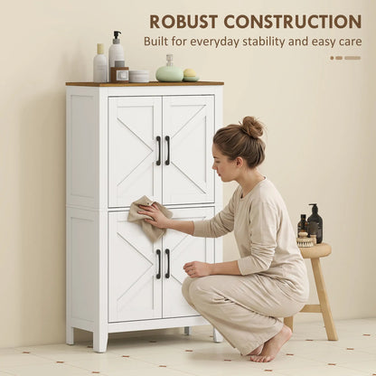 Bathroom Storage Cabinet, Barn Floor Cabinet, White