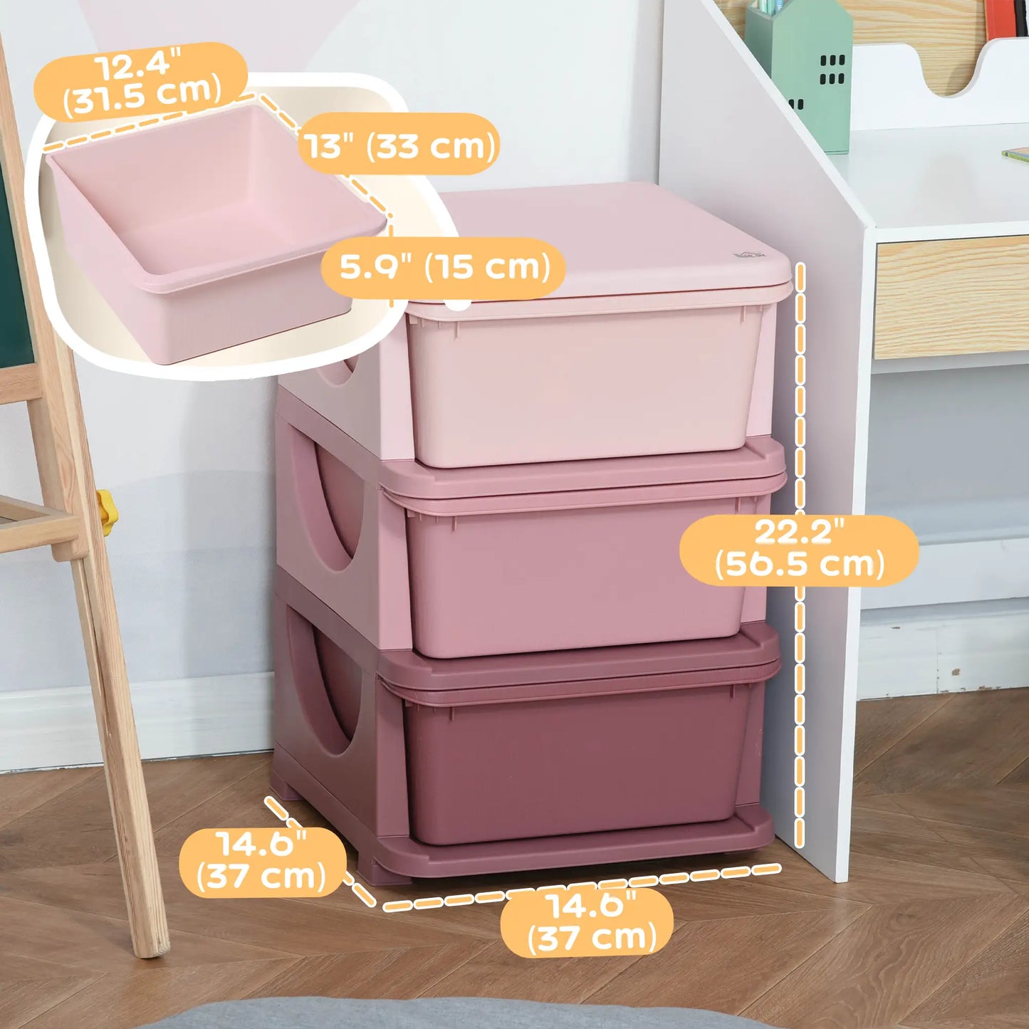 3 Tier Kids Toy Organizer, 3 Plastic Drawers, Pink Baby & Kids Storage at Gallery Canada