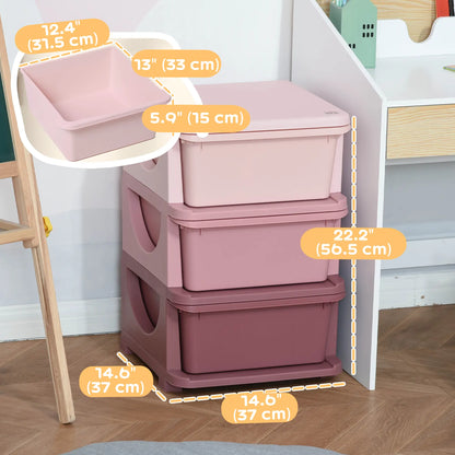 3 Tier Kids Toy Organizer, 3 Plastic Drawers, Pink Baby & Kids Storage at Gallery Canada