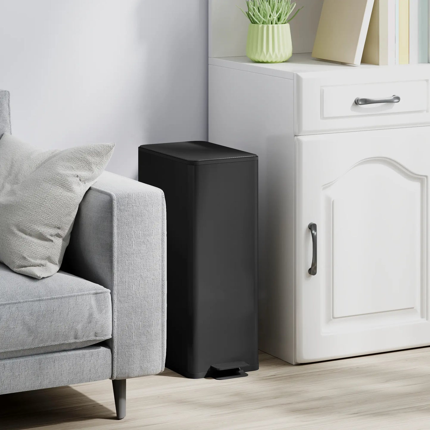 5.3 Gallon Stainless Steel Trash Can, Soft-Close Lid, Foot Pedal, Black Household Supplies at Gallery Canada