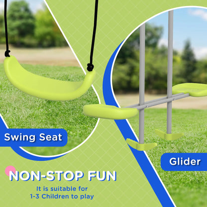 Kids Swing Set, Heavy Duty A-Frame Metal Frame with Glider, Swing Seat, Green Gym Sets & Swings at Gallery Canada