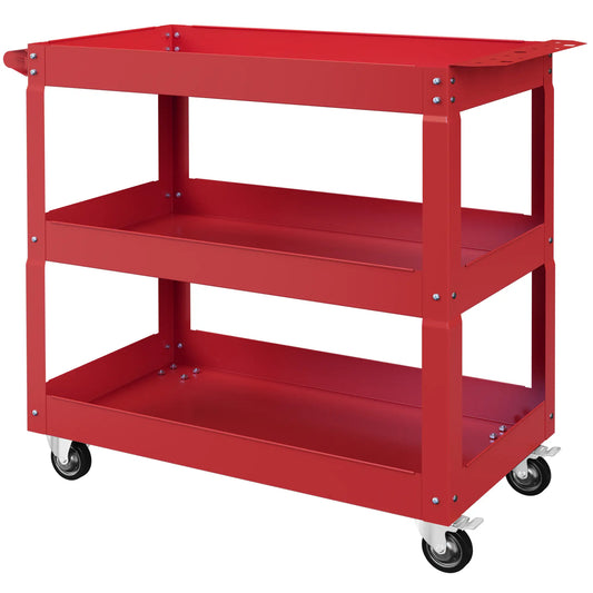 3 Tier Rolling Tool Cart, 330 LBS Capacity, Heavy Duty, Red Tool Organizers Red at Gallery Canada